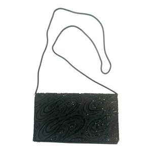 Vintage André Cellini Beaded Evening Bag – Black Clutch Shoulder Purse – 1980s